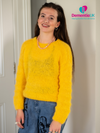 Hand Made Round Neck Mohair Jumper - Yellow
