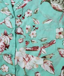 Gracey - Mint Blossom Print Ladies Pyjamas With Pink Trims