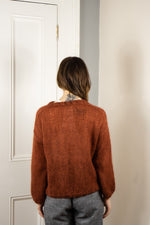 Hand Made Round Neck Mohair Jumper - Burnt Orange