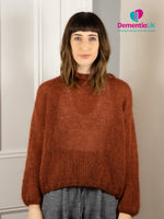 Hand Made Round Neck Mohair Jumper - Burnt Orange