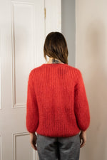 Hand Made Round Neck Mohair Jumper - Red