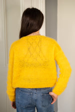 Hand Made Round Neck Mohair Jumper - Yellow