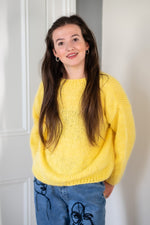 Hand Made Round Neck Mohair Jumper - Yellow