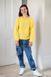 Hand Made Round Neck Mohair Jumper - Yellow