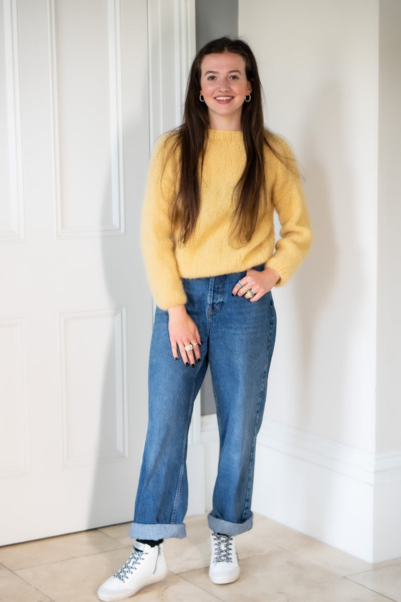 Hand Made Round Neck Mohair Jumper - Yellow