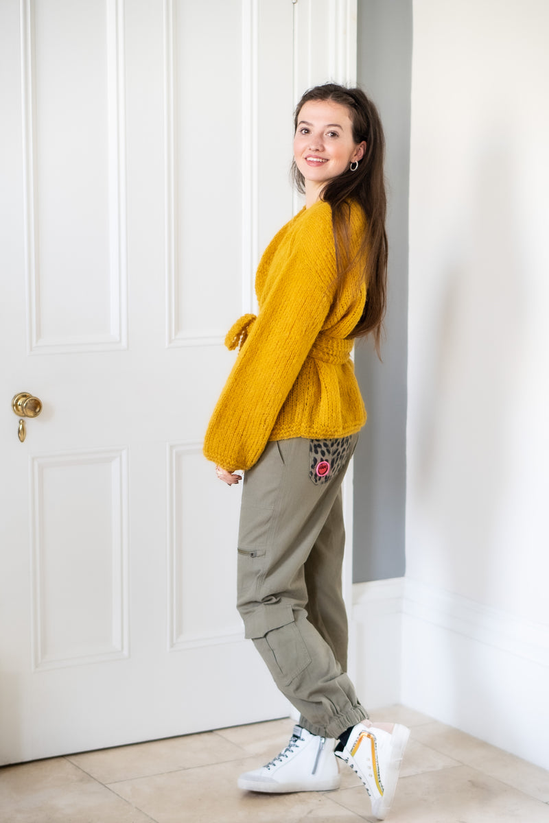 Hand Made Wrap Mohair Cardigan - Mustard