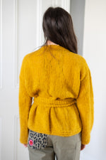 Hand Made Wrap Mohair Cardigan - Mustard