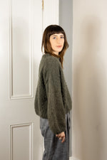 Hand Made Round Neck Mohair Jumper - Khaki