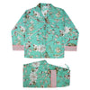 Gracey - Mint Blossom Print Ladies Pyjamas With Pink Trims