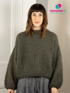 Hand Made Round Neck Mohair Jumper - Khaki